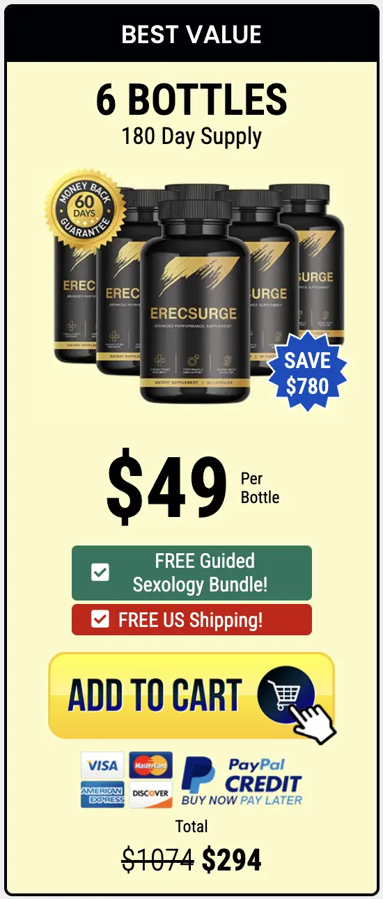 Buy ErecSurge 6 bottles — 180 day supply best value with price